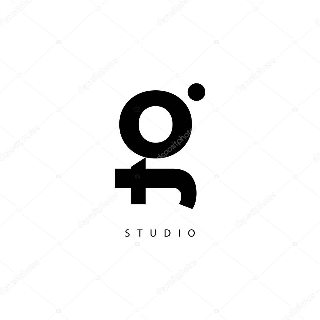 G and t letter minimalist flat logo concept for creative studio