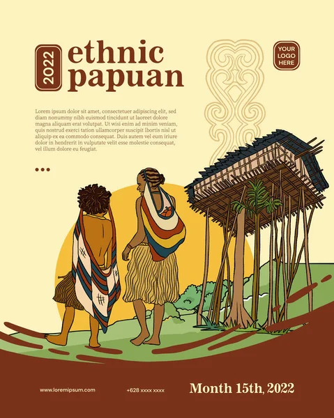 Noken Papua Handgezeichnete Illustration Für Poster Indonesische Kultur — Stockvektor