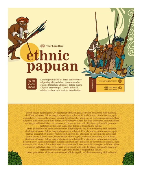 Sentani Festival Papua Handgezeichnete Illustration — Stockvektor