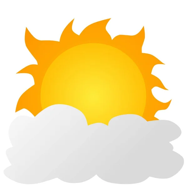 Ήλιος Πίσω Από Σύννεφο Κινούμενα Σχέδια Απομονωμένη Διανυσματική Απεικόνιση Κυρ — Διανυσματικό Αρχείο