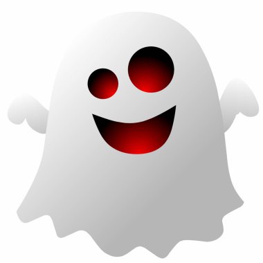 Basit komik cadılar bayramı hayalet vektör çizimi. Logo, simge, sembol, cadılar bayramı, tasarım veya şeker için basit sevimli komik hayalet