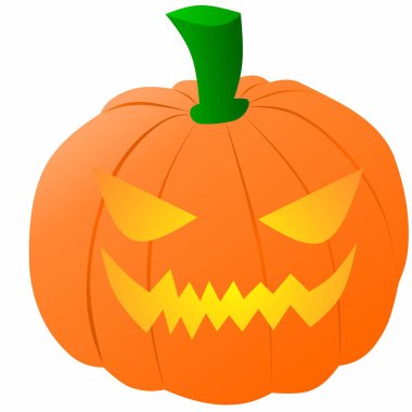 Pırıltılı, ürkütücü balkabağı cadılar bayramı. Işıldayan kazan kabağı. Logo, simge, sembol, cadılar bayramı, tasarım veya şeker için parıldayan ürkütücü balkabağı