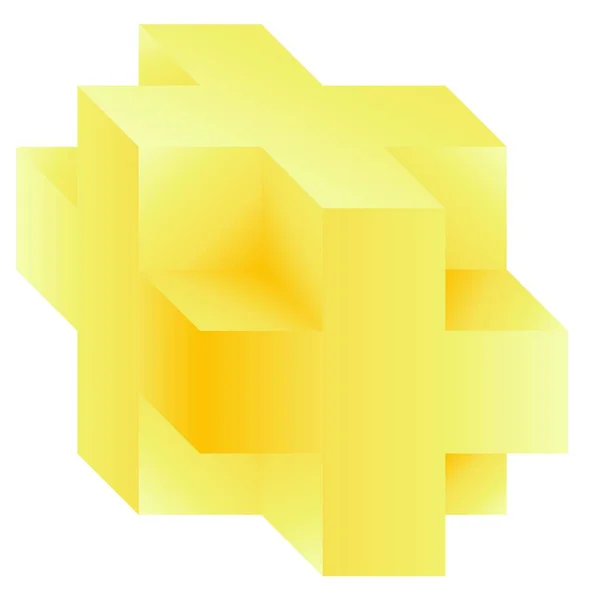 Cubo Dourado Mais Logotipo Ilustração Vetorial Isolada Cubo Ouro Mais — Vetor de Stock