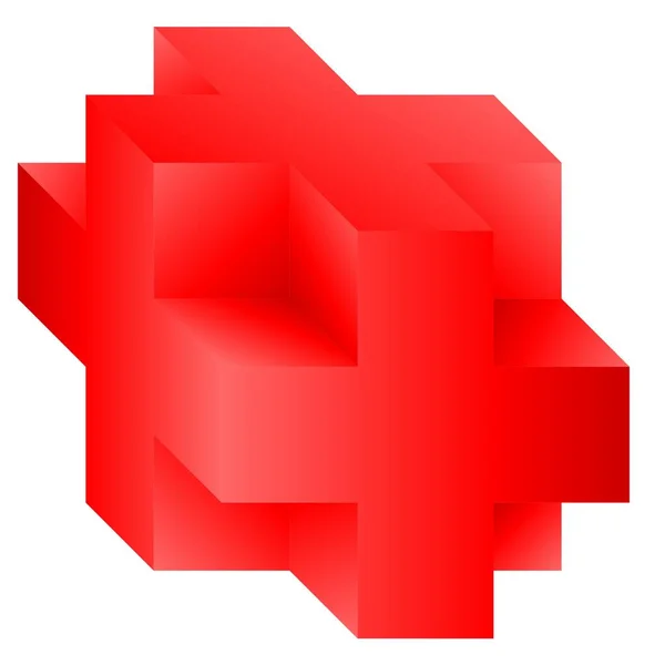 Cubo Vermelho Mais Logotipo Ilustração Vetorial Isolada Cubo Vermelho Mais — Vetor de Stock