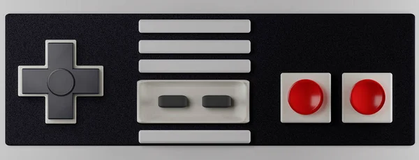 Gri bir arka planda geçmişe dönük joystick. Yakın plan. 3d resimleme