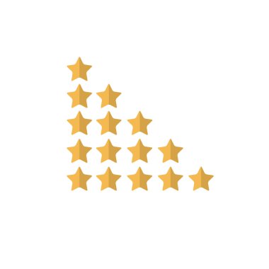 Star Rating System. Vector illustration of a rating system based on stars one through five on white background. Vector illustration