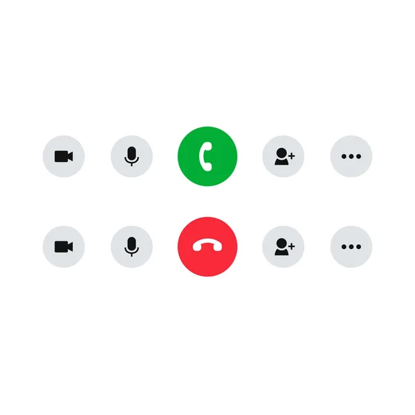 Video Cal Icon Set Screen Template Online Video App White — ストックベクタ