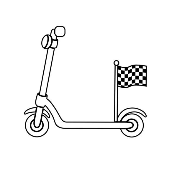 Race Electric Scooters Black Scooter Racing Flag Vector Illustration — Image vectorielle