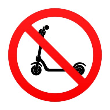 Scooter is forbidden, banned and prohibited. Traffic sign of ban, interdiction and warning. Vector illustration isolated on white. Vector illustration