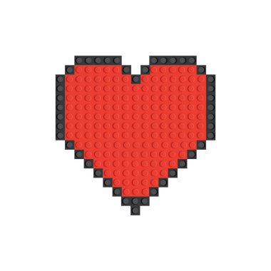 Red heart on a white background from the constructor. Vector illustration