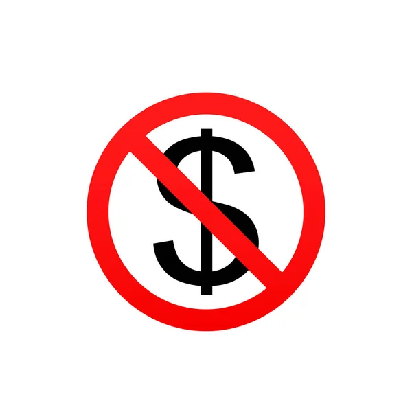 Money Prohibition Sign Dollar Red Icon Vector Illustration — Wektor stockowy