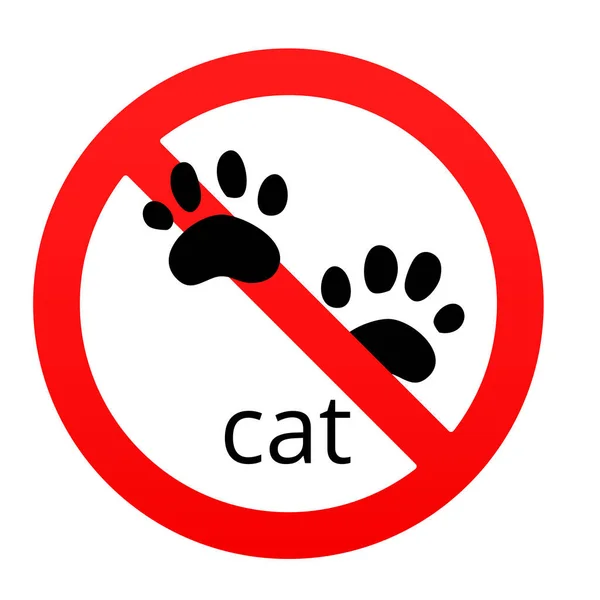 Pets Allowed Icon Pets Forbidden Vector Illustration Cat Paw Prohibition — Stock vektor