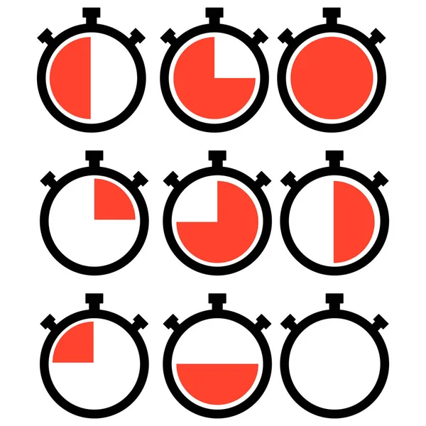 Набір Піктограм Секундоміра Таймер Векторні Ілюстрації Плоскому Дизайні Векторні Ілюстрації — стоковий вектор