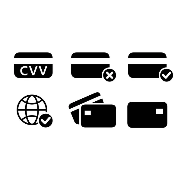 Credit Cards Glyph Icons Pictogram Style Black Flat Icons Rounded — Stockvektor