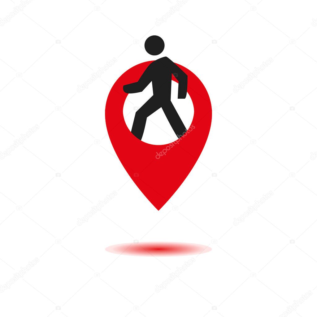 Map pointer. man running icon. Flat design style. Vector illustration