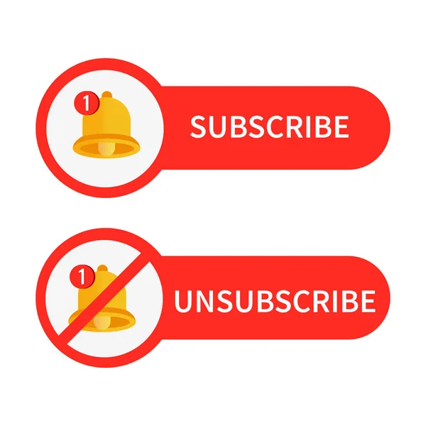 Subscribe Unsubscribe Buttons Isolated White Background Channel — Stock Vector