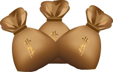 Money bag, coins, cowboy hat in cartoon style on a white background.Wild West illustration.