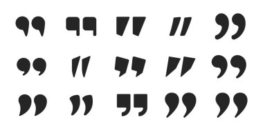 Tırnak işareti seti. Alıntı simgesi vektörü kümesi