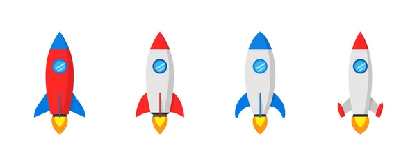 Rocket Launch Concept Space Rocket Launch Fire Rocket Simple Icon — Stock Vector