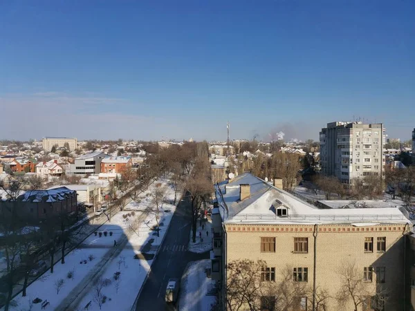 Зимовий Пейзаж Снігом Хмарами Блакитним Небом Білим — стокове фото