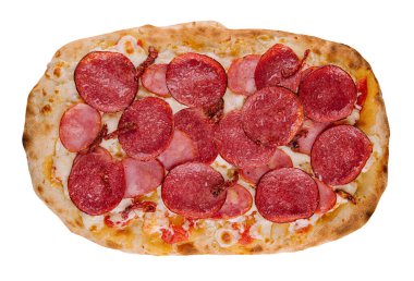 pepperoni pizza, beyaz zemin üzerine izole