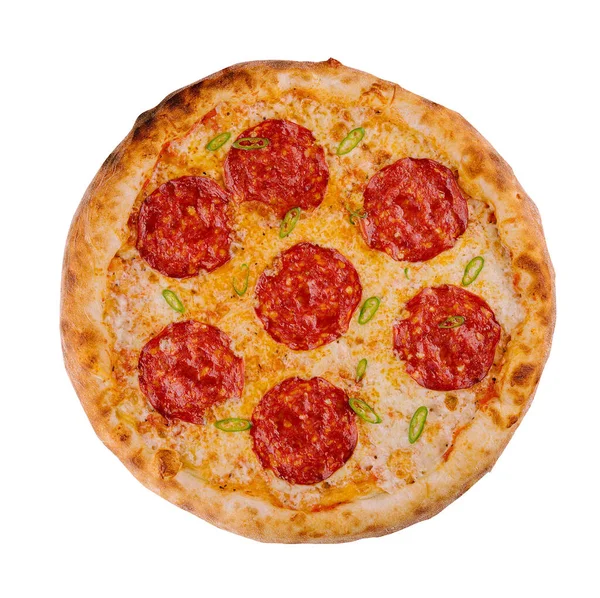 Pizza Pepperoni Pizza Italiana Fundo Branco — Fotografia de Stock