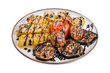 Grilled fresh vegetables on big plate