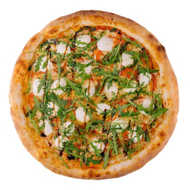 Beyaz roka kaplı İtalyan pizzası.