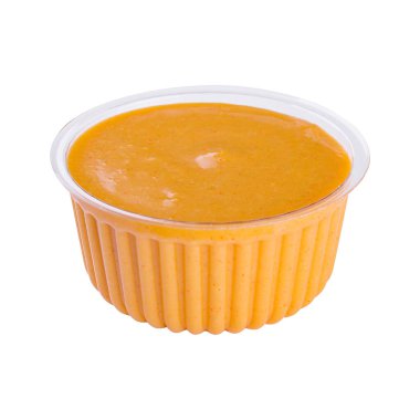 Tipik Amerikan pürüzsüz sarı hardal yuvarlak tabakta.