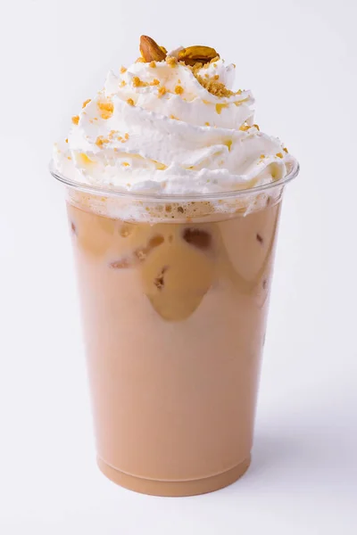 Bebida Café Fria Com Gelo Isolado Branco — Fotografia de Stock