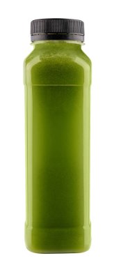 Beyaz arka planda Spirulina Smoothie şişe