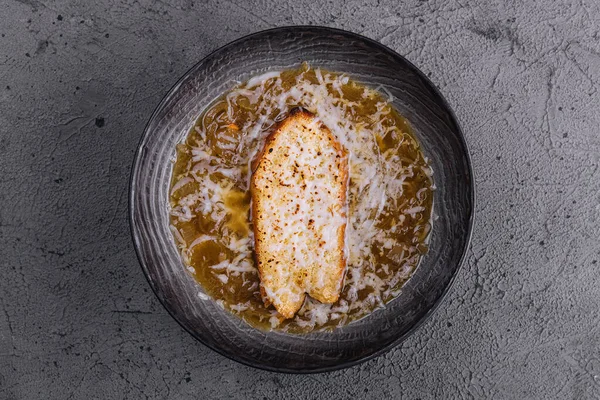 Sabrosa Sopa Cebolla Francesa Tazón — Foto de Stock