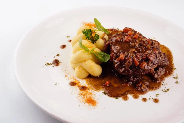 Beef Medallion Steak Mashed Potato — Stock Photo, Image