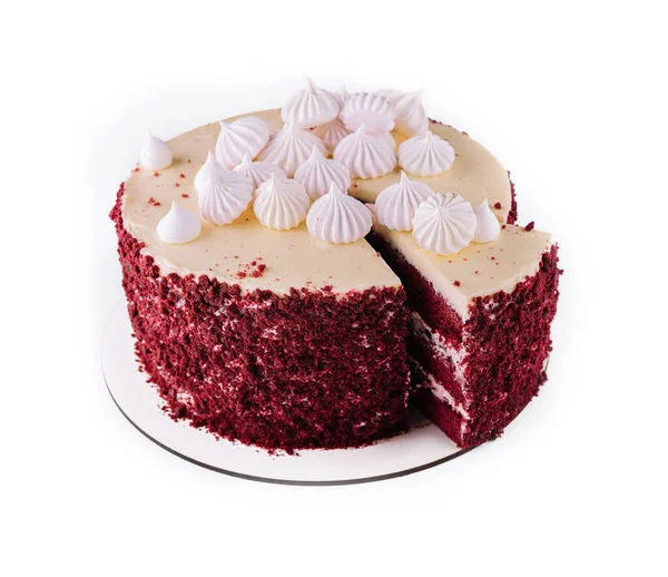プレート上のストロベリーメレンゲケーキ — ストック写真