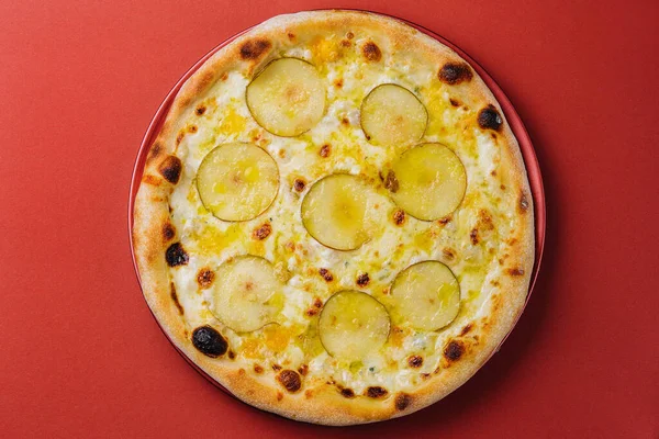 Pizza Pera Caseira Frutas Com Queijo — Fotografia de Stock
