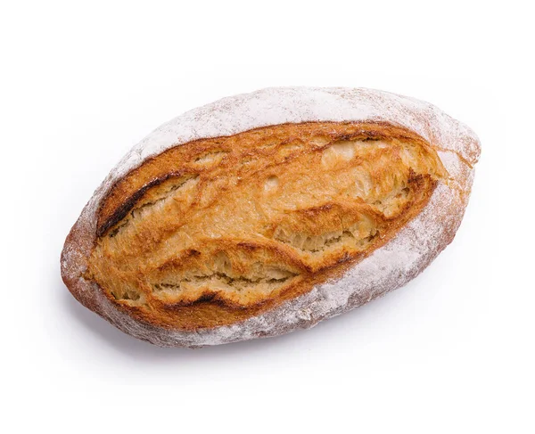 Whole Oval Loaf Wheat Unleavened Bread White Background — Stock Photo, Image