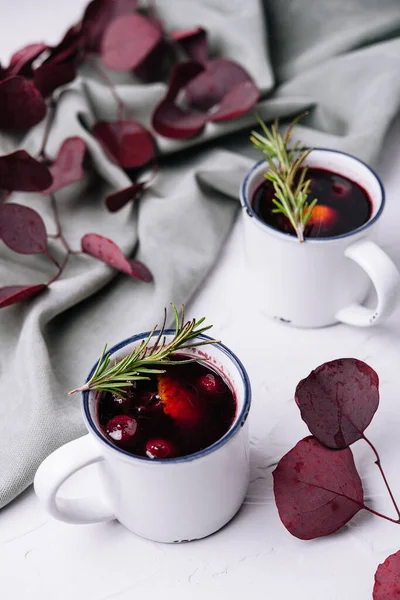 Glühwein Een Vintage Witte Mok — Stockfoto