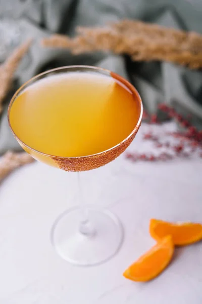 Copo Sidecar Laranja Cocktail Closeup — Fotografia de Stock