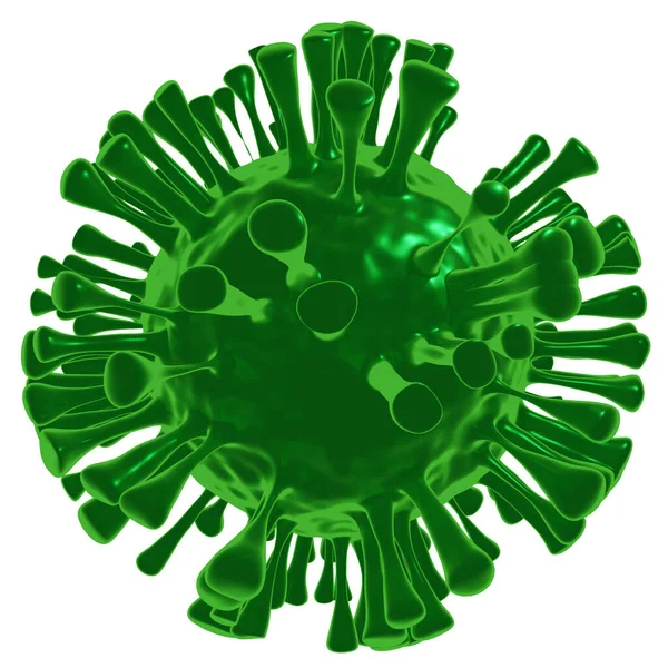 Green Render Coronavirus White Background Close — Fotografia de Stock