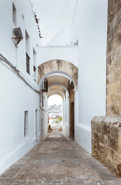 White Architecture Arch Middle White Houses Background Vejer Frontera — Foto de Stock