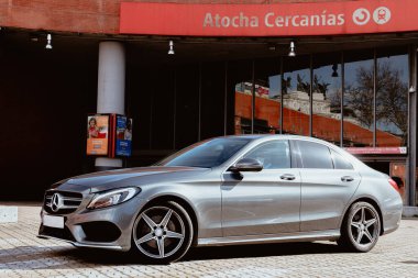 business car in the middle of the outskirts of Madrid, Spain