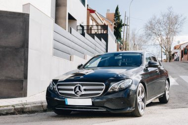 business car in the middle of the street in madrid