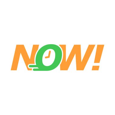 Vector Now Label on White Background