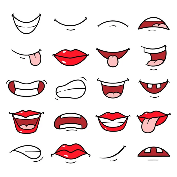 Vector Set Cartoon Mouths — Wektor stockowy