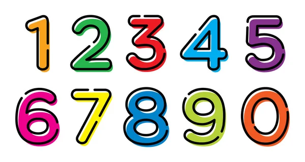 Vector Set Cartoon Numbers — Stock Vector