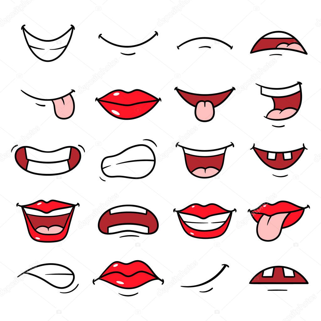Vector Set of Cartoon Mouths