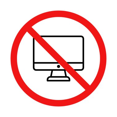 Beyaz Arkaplanda Bilgisayar İzleyici Yok İmzası