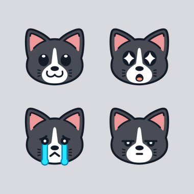 Şirin kedi çıkartmaları kümesi