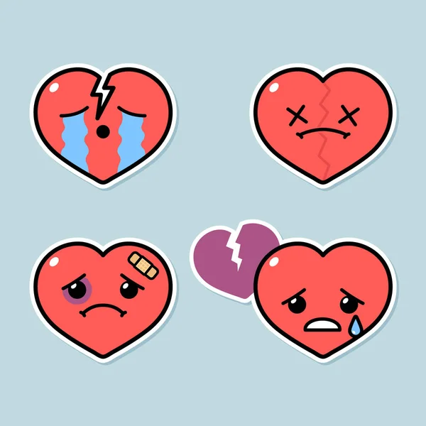 Σύνολο Χαριτωμένο Εκφράσεις Χαρακτήρα Καρδιά — Διανυσματικό Αρχείο