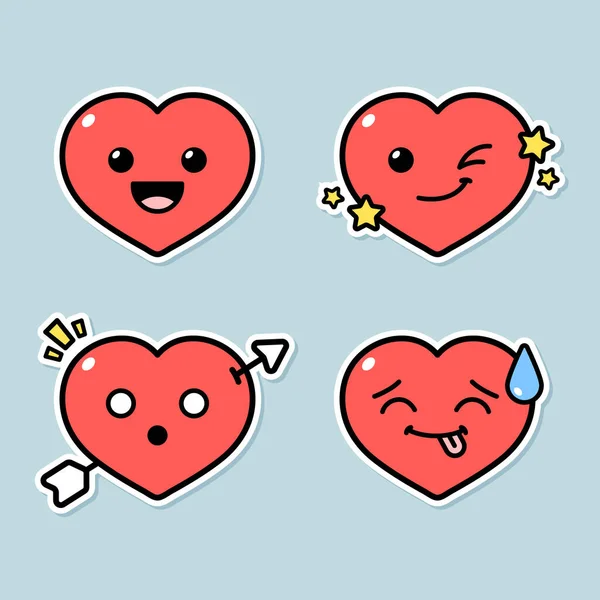 Conjunto Expressões Caracteres Cardíacos Bonitos — Vetor de Stock